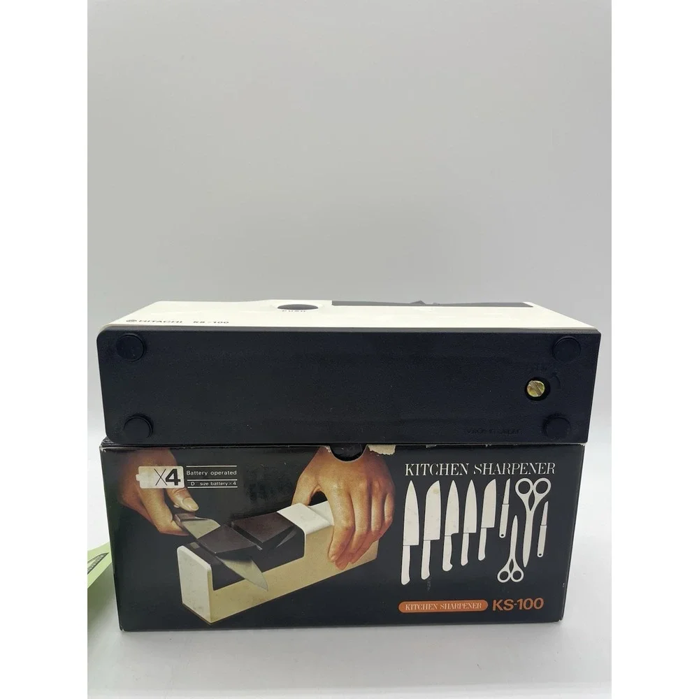 VTG Hitachi KS-100 Cordless Knife Sharpener White Battery‎ Operated Japan Tested
